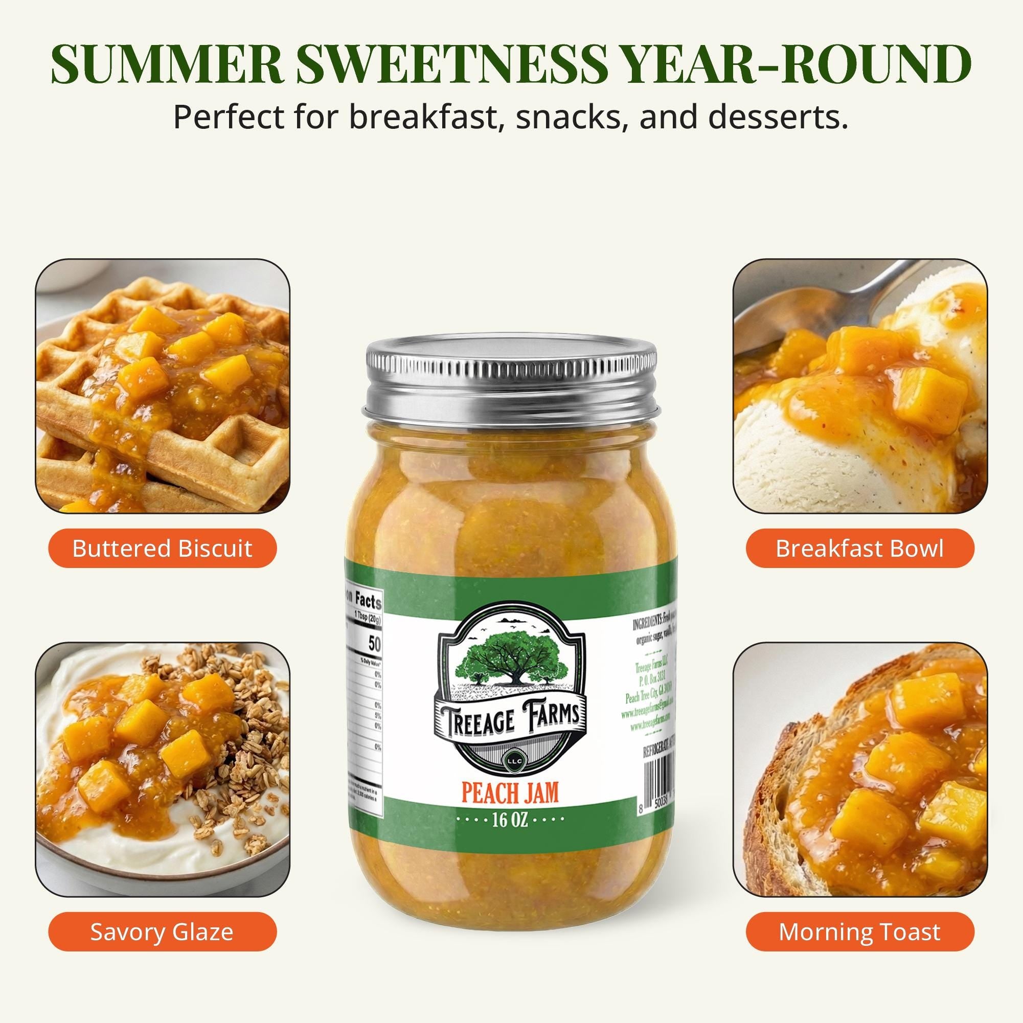 Treeage Farms Peach Jam Duo 16 oz (2-Pack)