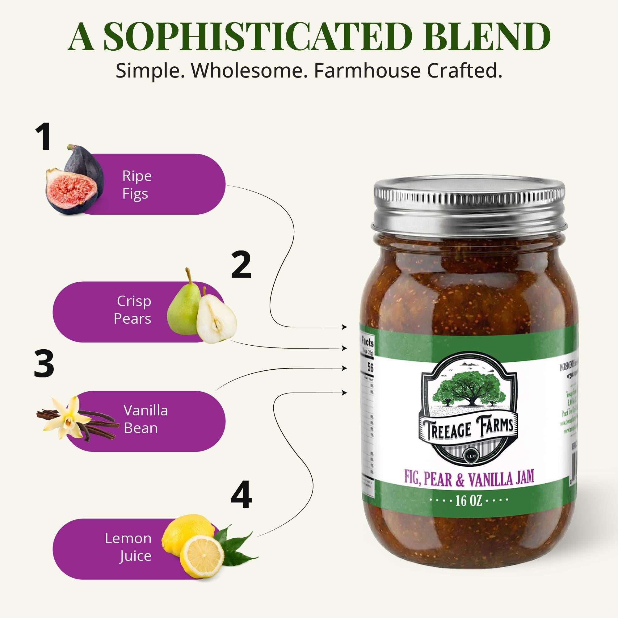 Treeage Farms Fig, Pear & Vanilla Jam 16 oz – Small Batch Southern Preserves