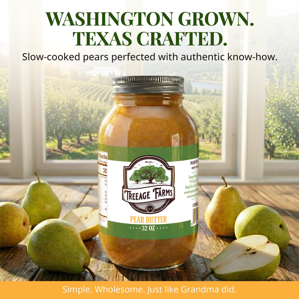 Treeage Farms Pear Butter 32 oz– Washington State Bartlett Pears – Family Size -