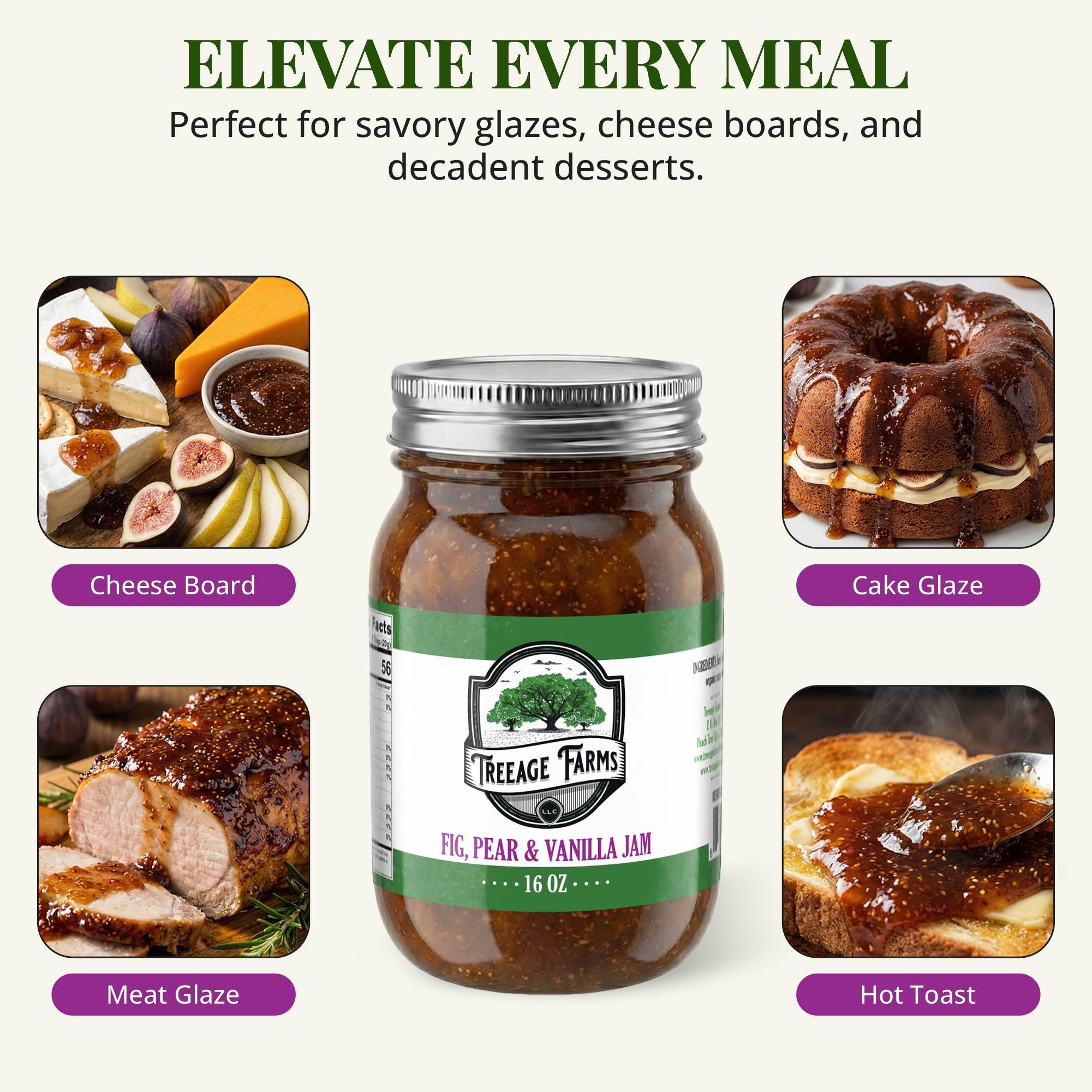 Treeage Farms Fig, Pear & Vanilla Jam 16 oz – Small Batch Southern Preserves