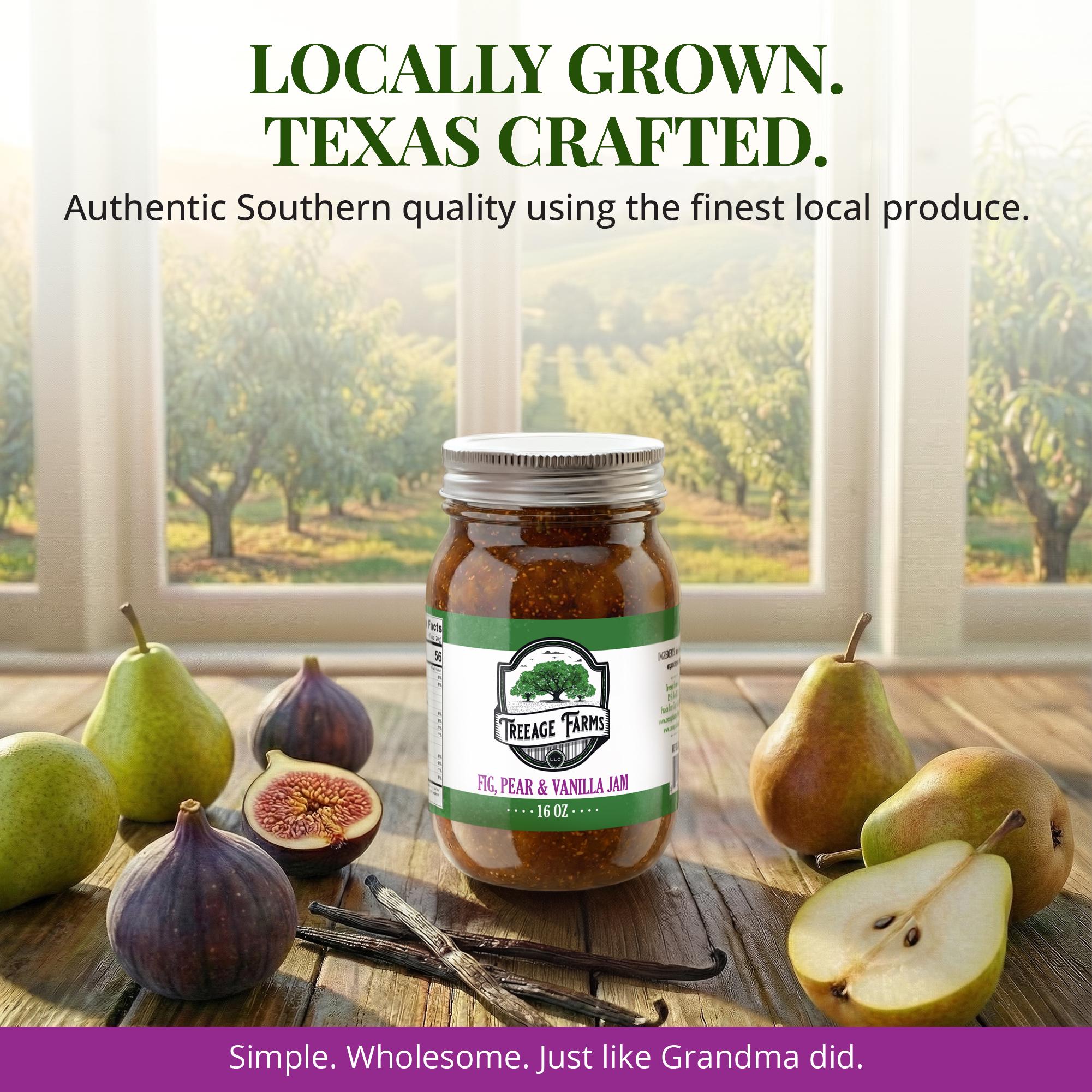 Treeage Farms Fig, Pear & Vanilla Jam 16 oz – Small Batch Southern Preserves
